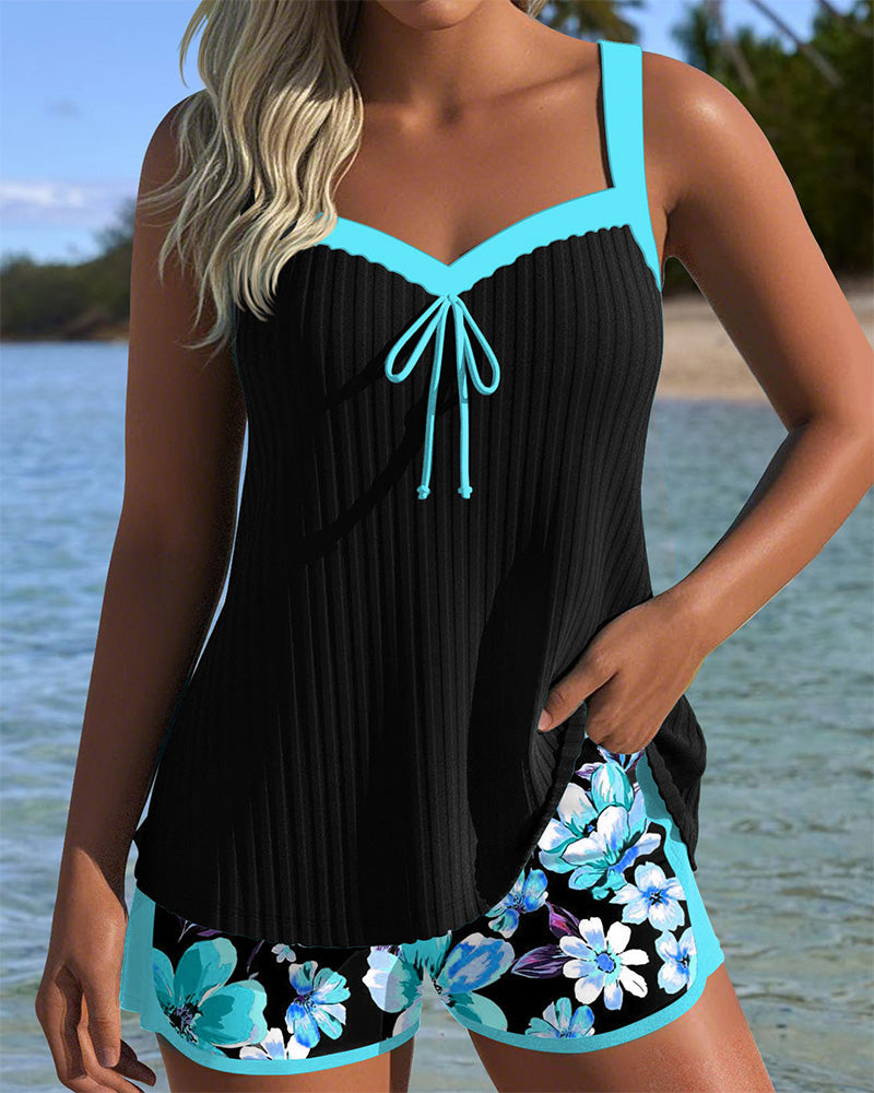 Chloe | V-Neck Printed Tankini