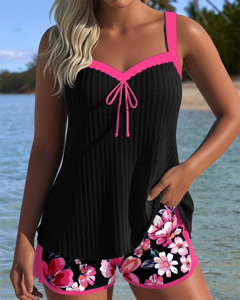 Chloe | V-Neck Printed Tankini