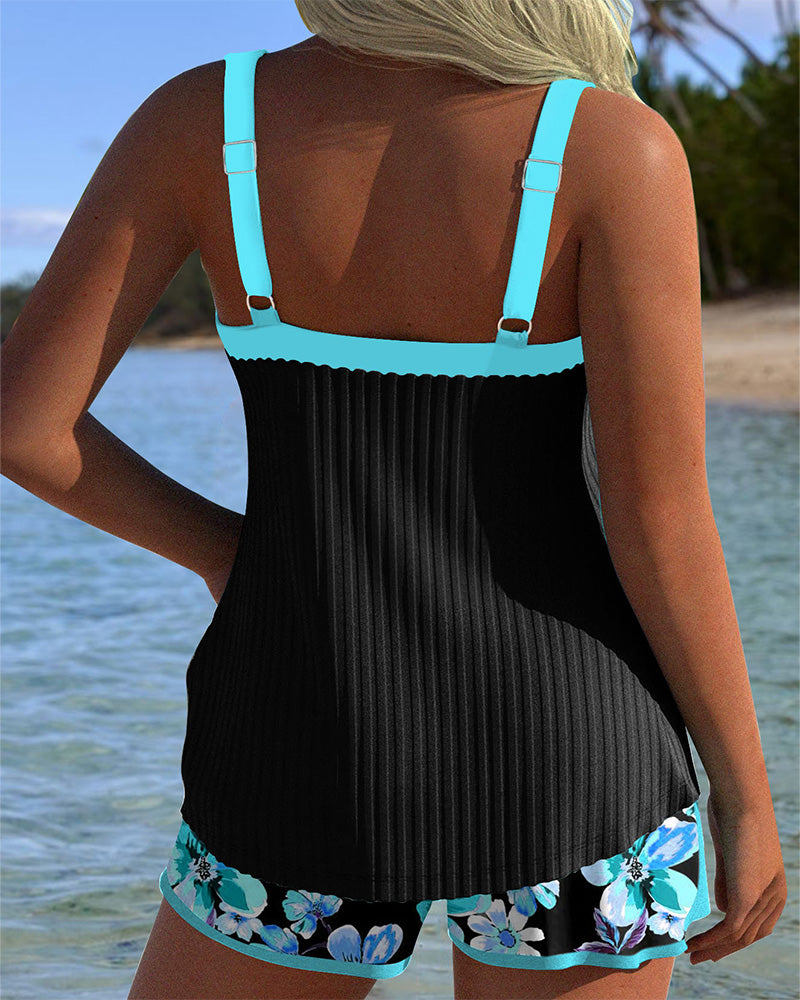 Chloe | V-Neck Printed Tankini