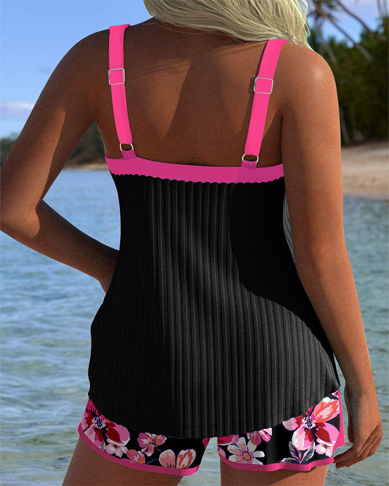Chloe | V-Neck Printed Tankini