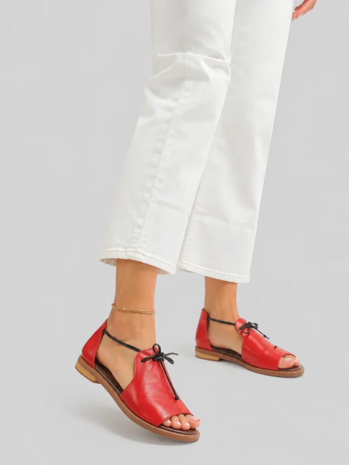LILLIANA – LEEREN SANDALEN MET BANDJES