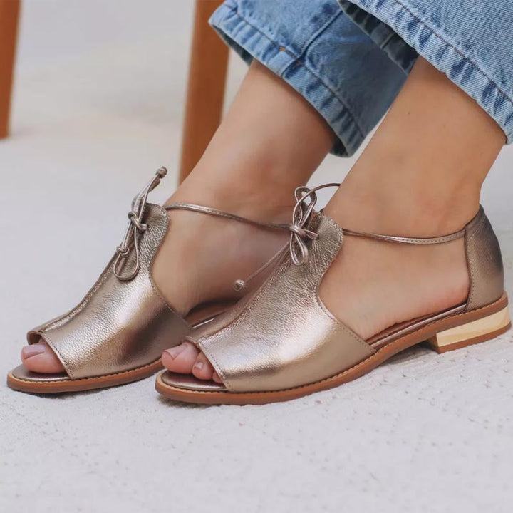 LILLIANA – LEEREN SANDALEN MET BANDJES