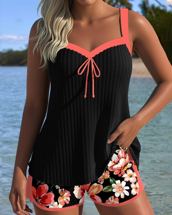 Chloe | V-Neck Printed Tankini