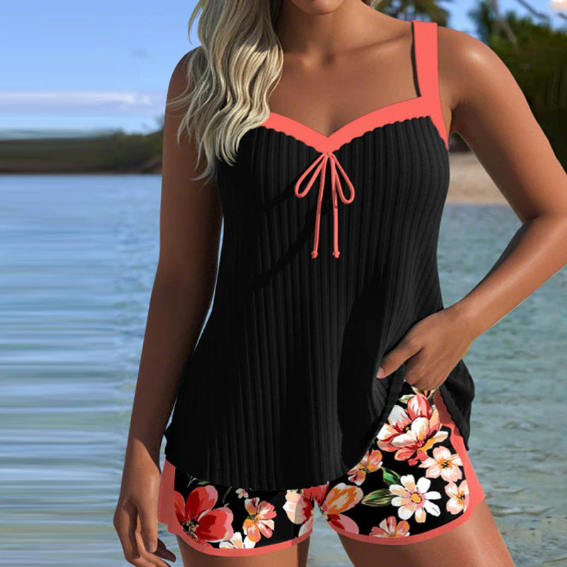 Chloe | V-Neck Printed Tankini
