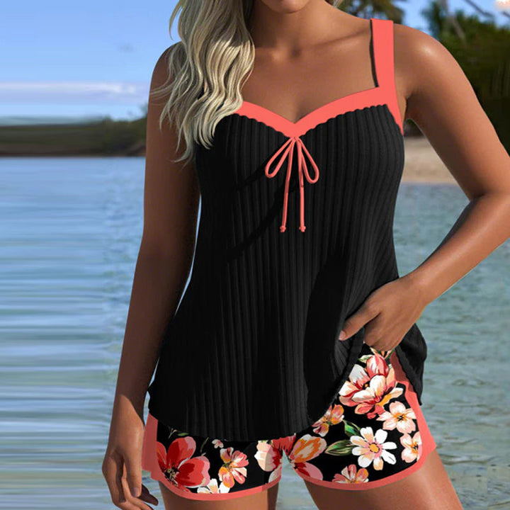 Chloe | V-Neck Printed Tankini