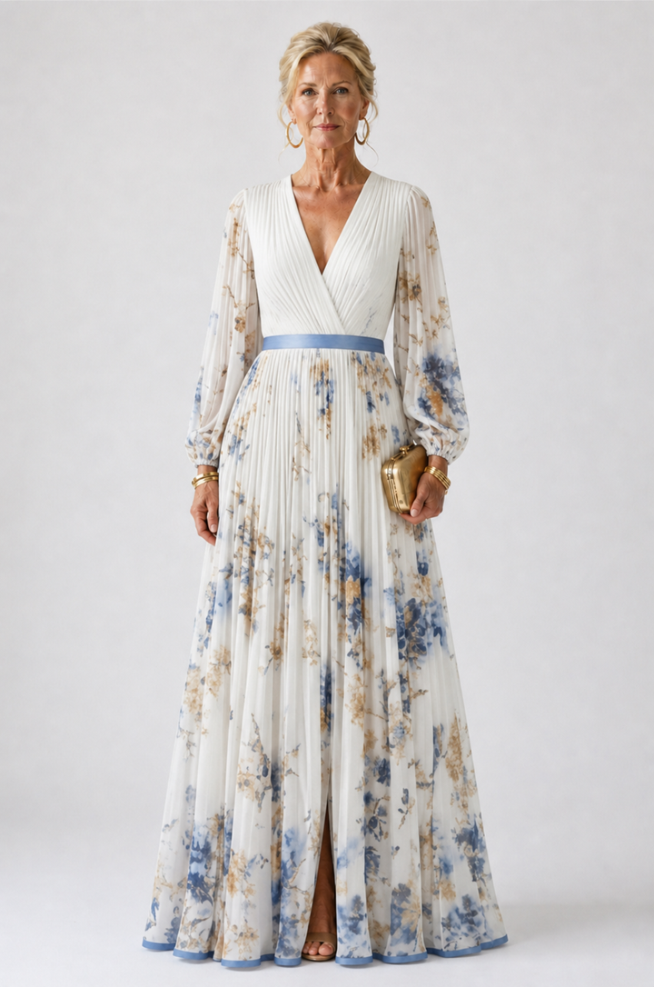 Violet &amp; Grace™ | Long Sleeve V Neck Floral Maxi Dress