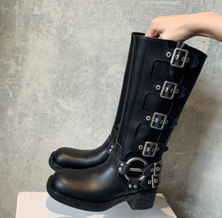 POTENCIANA™ – Classic Buckled Ankle Motorcycle Boots