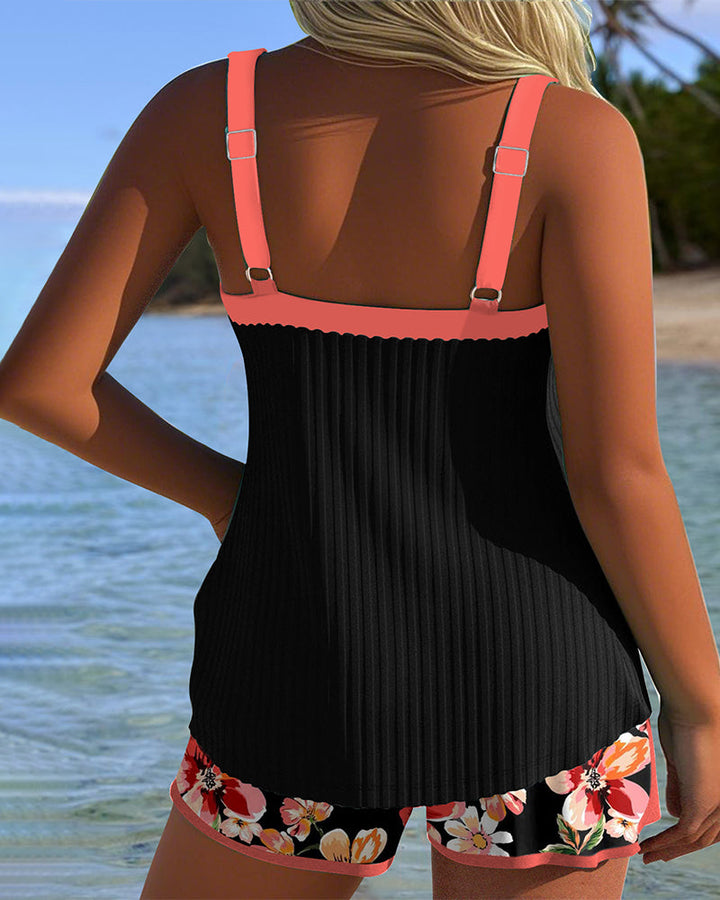 Chloe | V-Neck Printed Tankini