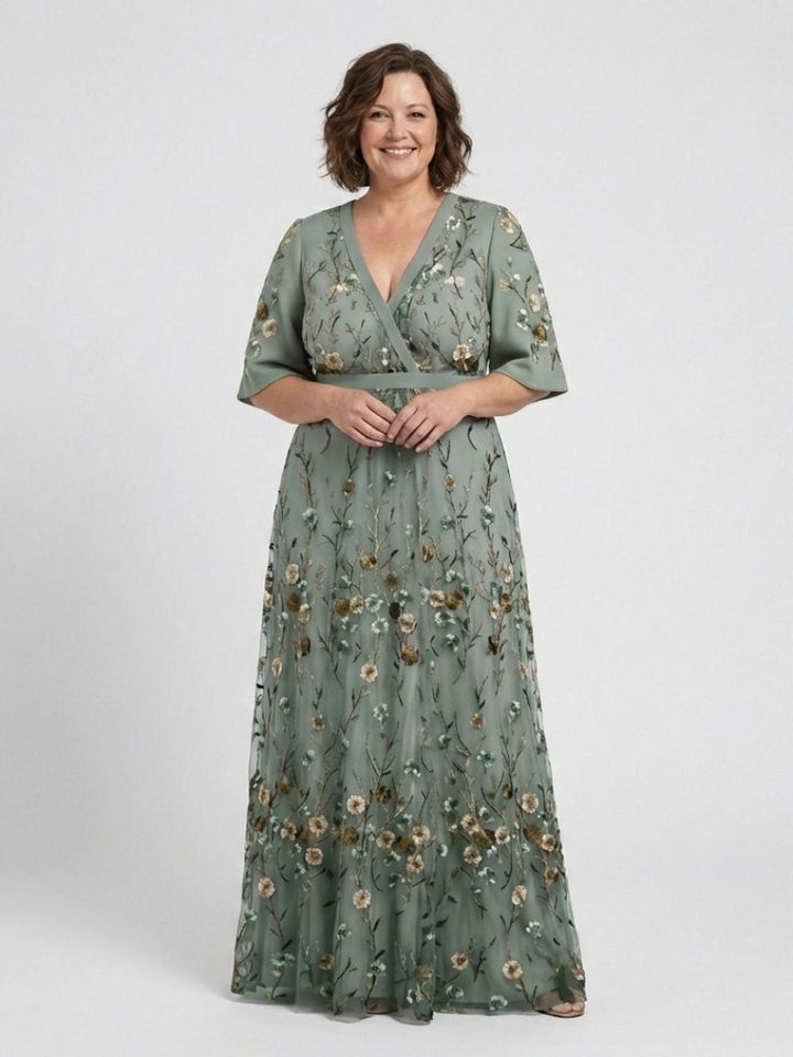 Violet &amp; Grace™ | Floral V Neck Short Sleeve Maxi Dress