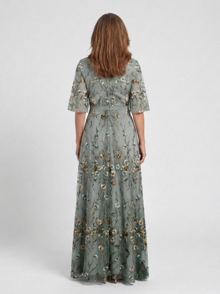 Violet &amp; Grace™ | Floral V Neck Short Sleeve Maxi Dress