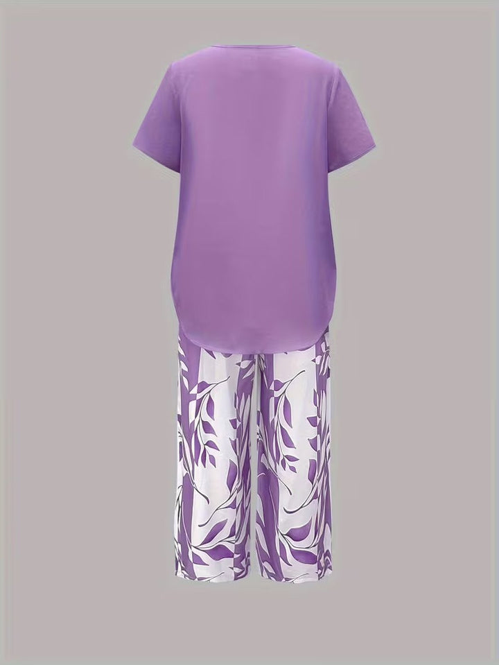 Arvessa™ | Casual Leaf Print Two-Piece Set