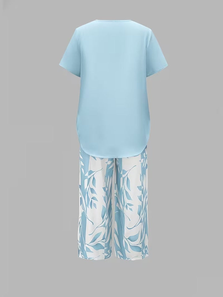 Arvessa™ | Casual Leaf Print Two-Piece Set