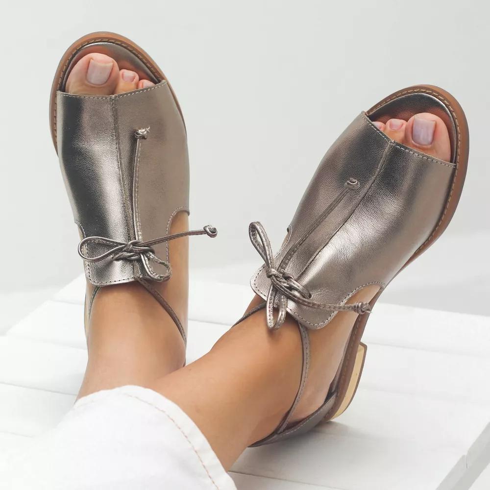LILLIANA – LEEREN SANDALEN MET BANDJES